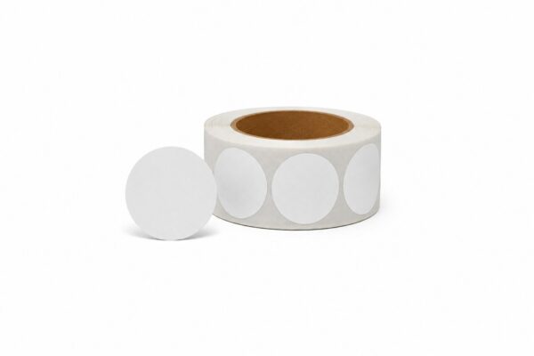 Rouleau d’étiquettes RFID adhésives rondes blanches
